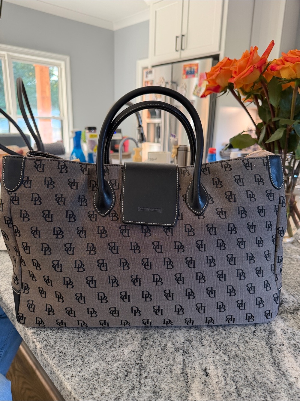 Dooney & Bourke Black & Gray DB Monogram Tote NWT